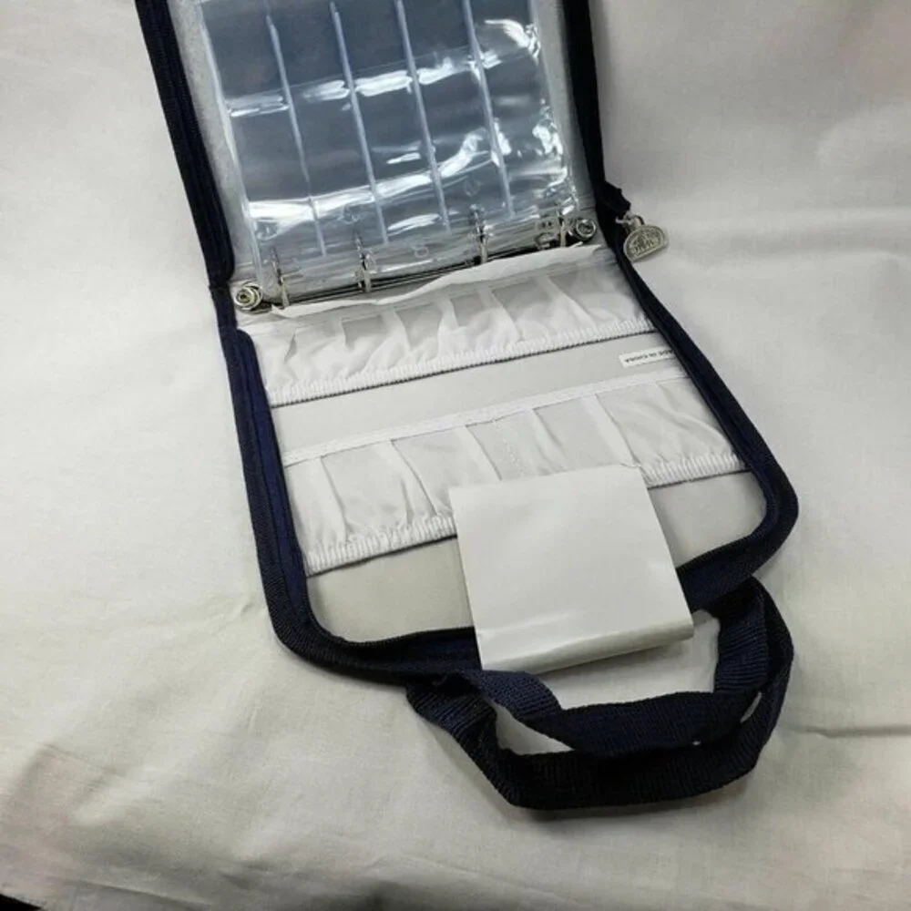 DMC Stitchbow Needlework Organizer Travel Bag‎ Dark Navy White Print New